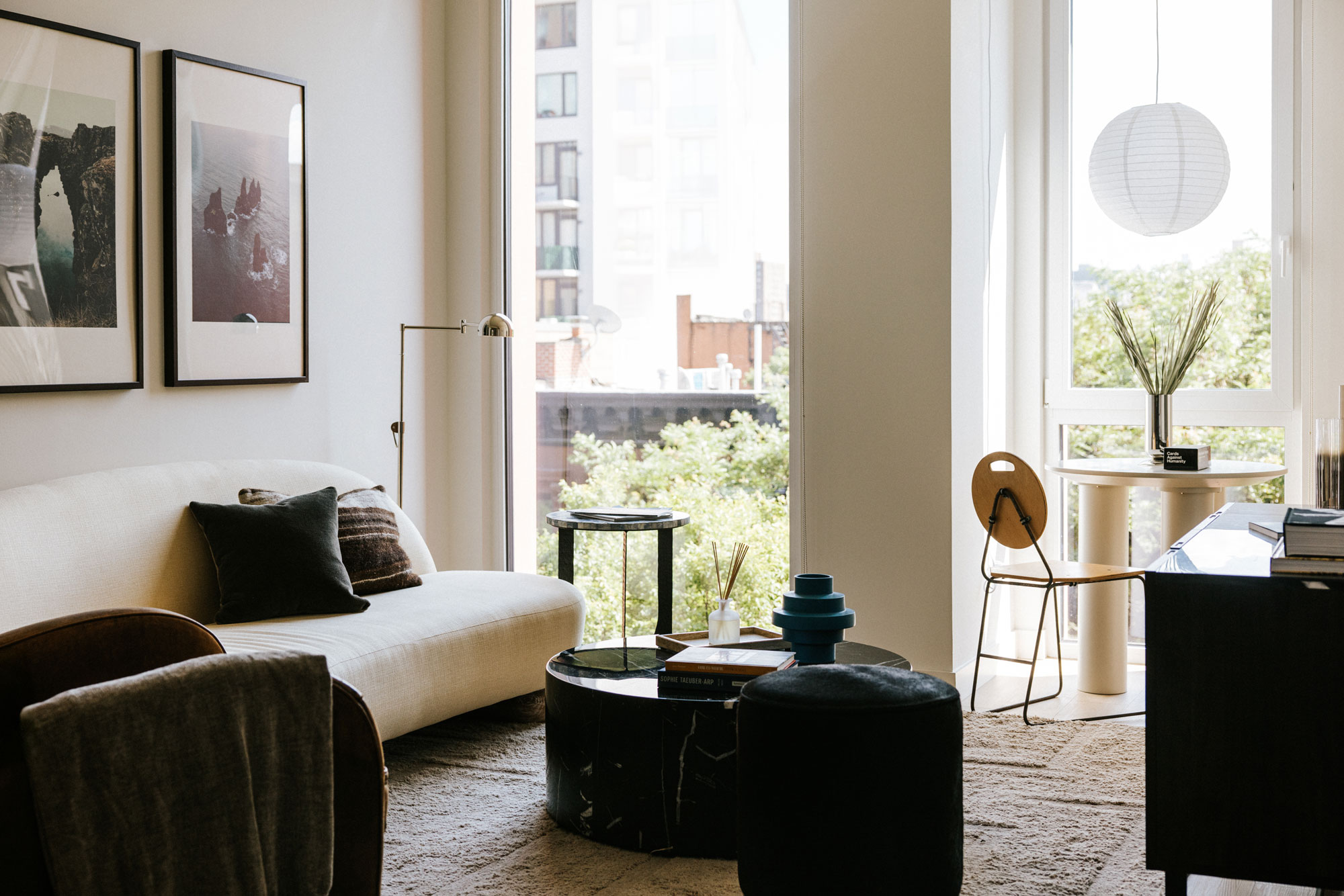 Interior of a luxury apartment with floor to ceiling window at 1975 Madison Ave.